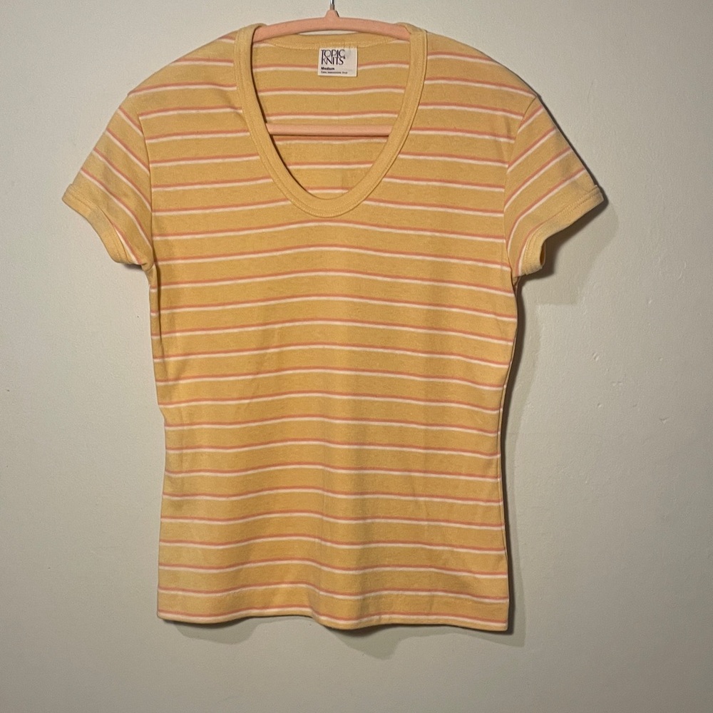 Vintage Yellow Striped Women's Top